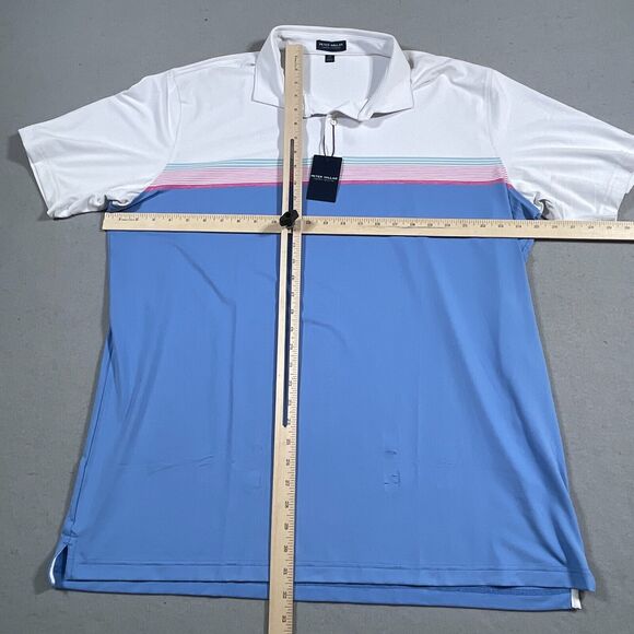 Peter Millar Crown Crafted Polo Shirt Men Size‎ XXL JULIUS Blue White NWT - Picture 5 of 11
